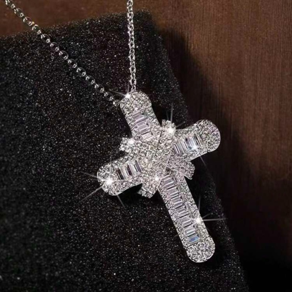 Elegant Silver Cross Pendant Necklace